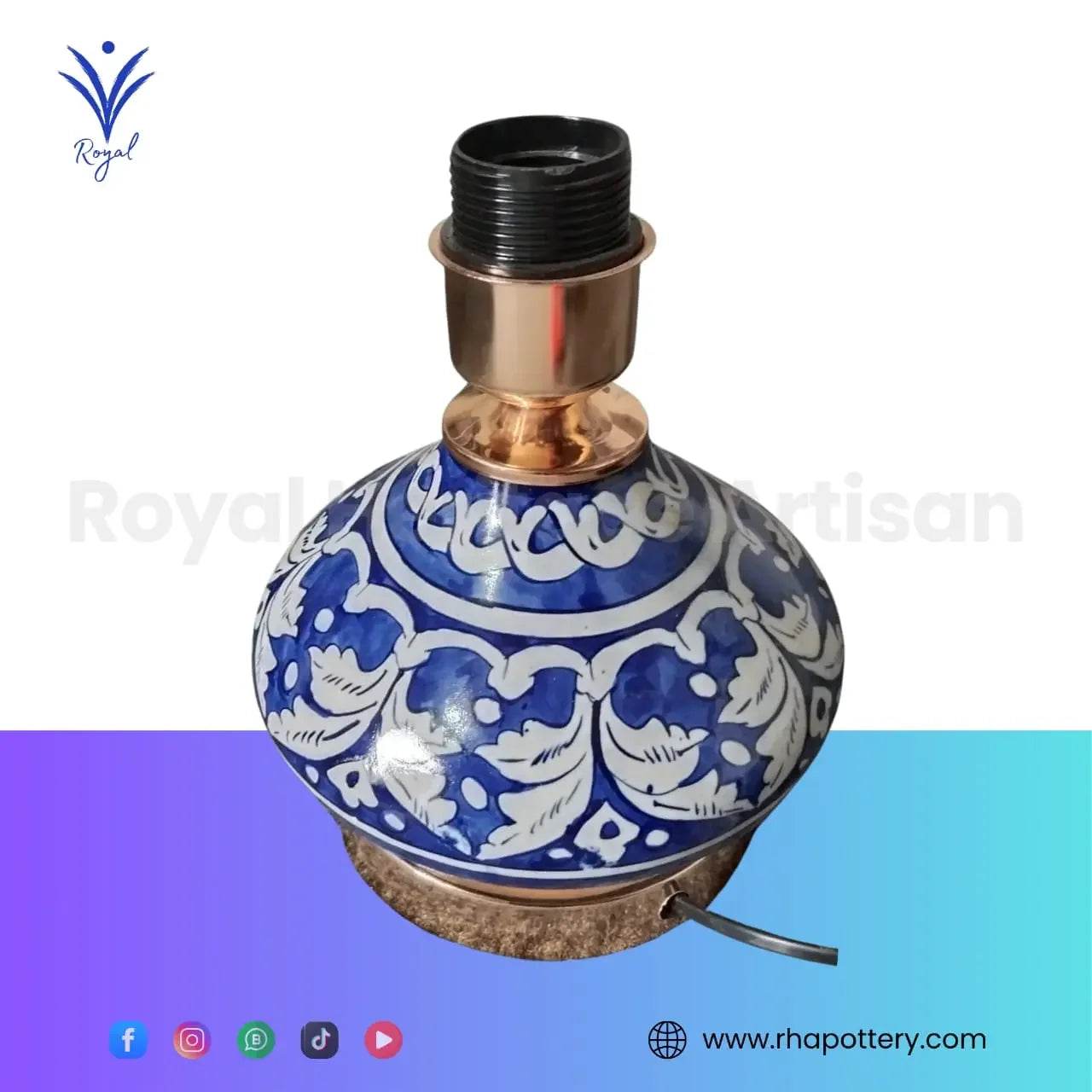 Handmade Ceramic Multani Blue Pottery Lamp โ Traditional Decorative Table Lamp My Store