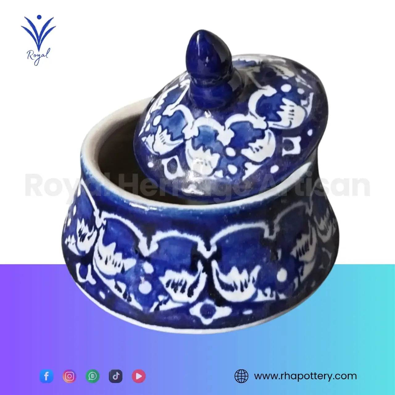 Handmade Ceramic Multani Blue Pottery Small Handi – Traditional Serving Pot My Store