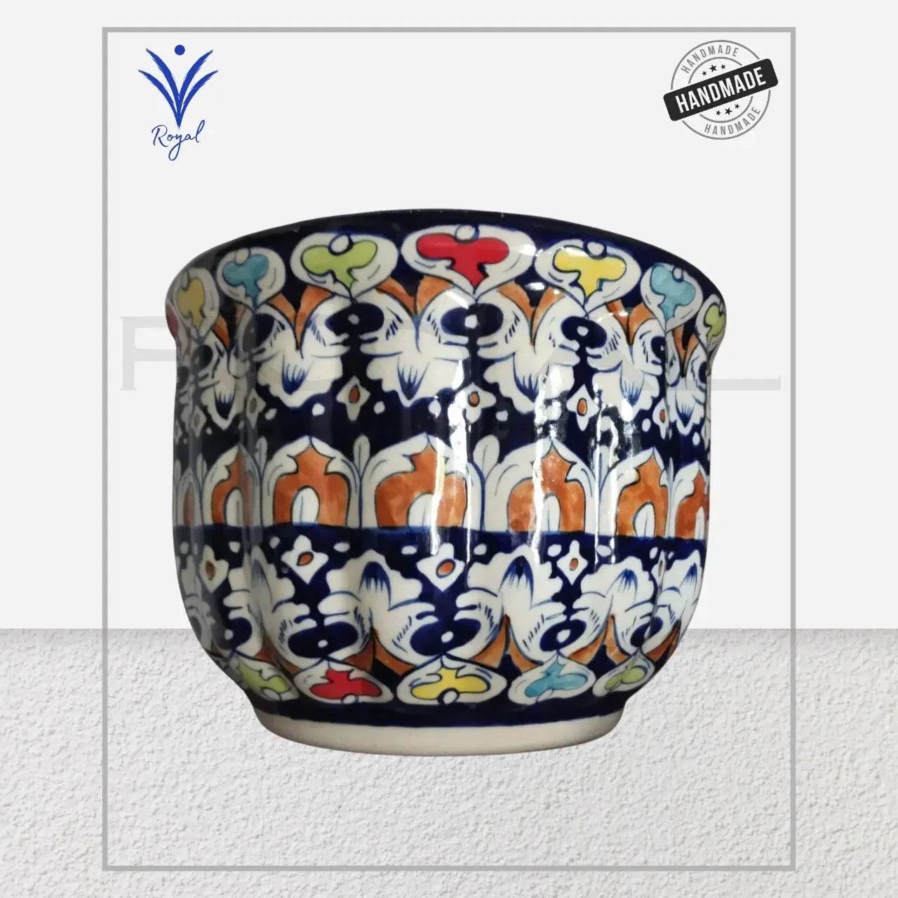 Handmade Ceramic Multani Blue Pottery Flower Pot – Traditional Decorative Planter Royal Haritage Artisan
