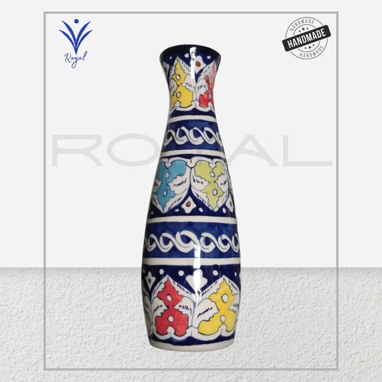 Handmade Ceramic Multani Blue Pottery Bottle Shape Vase – Traditional Decorative Flower Holder Royal Haritage Artisan
