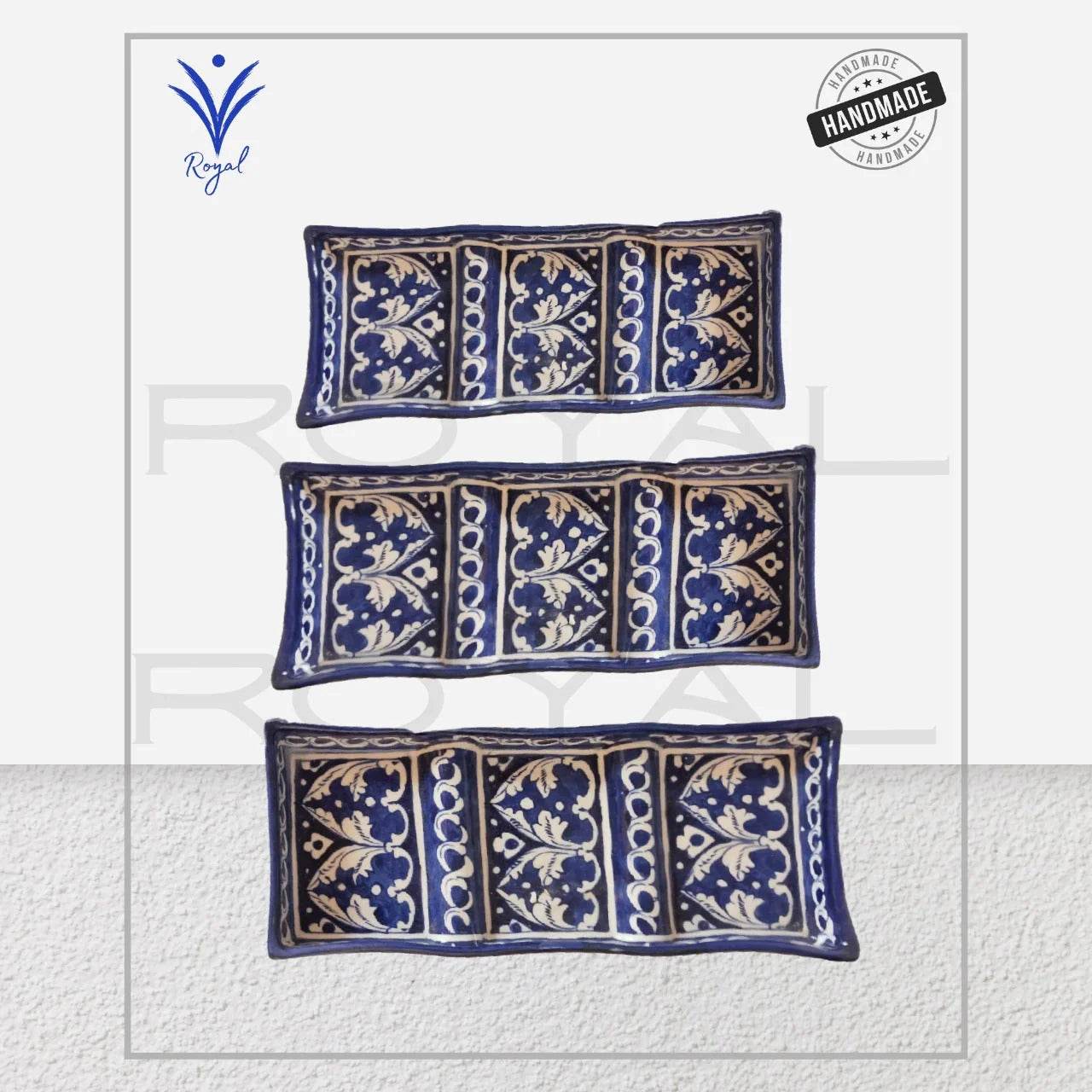 Blue Pottery Rectangle Dish Royal Haritage Artisan