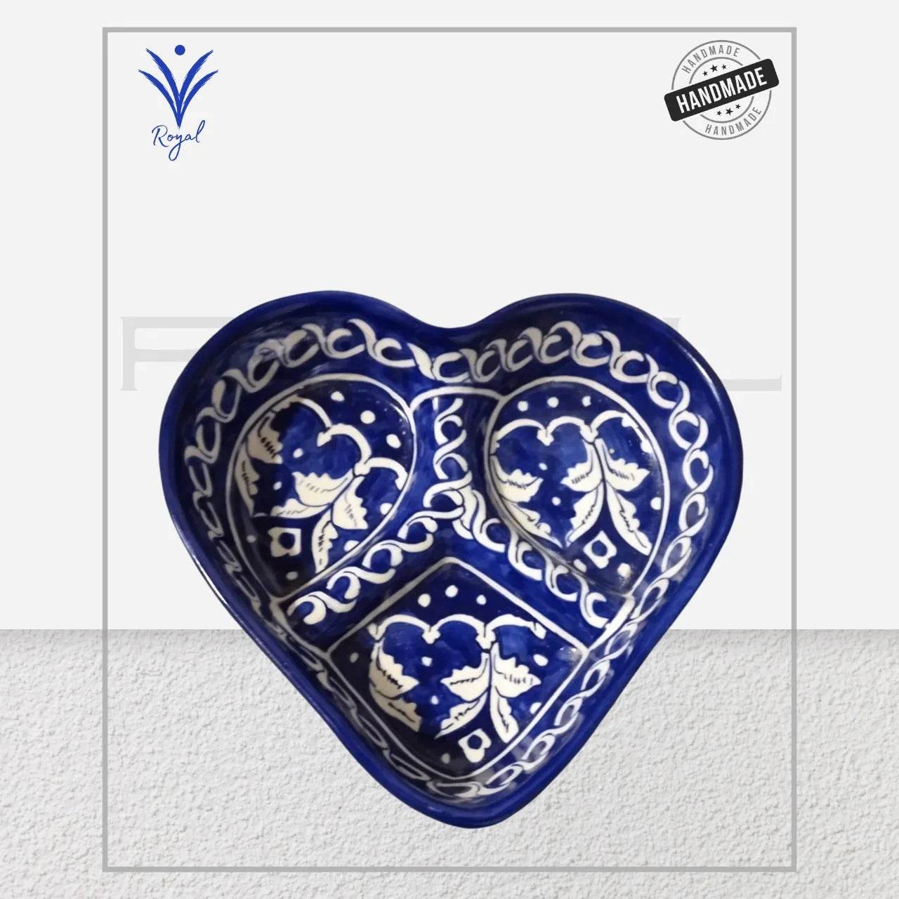 Handmade Ceramic Multani Blue Pottery Heart Fruit Dish – Artistic Serving Bowl at RHA Pottery