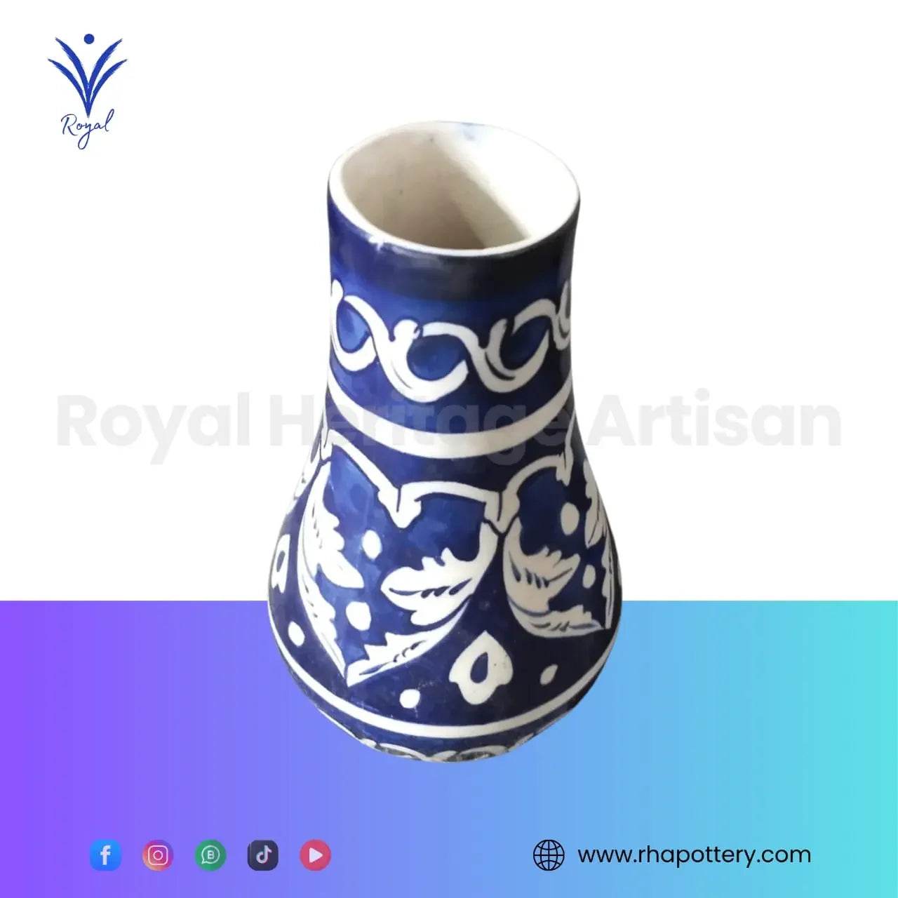 Handmade Ceramic Multani Blue Pottery Small Vase – Decorative Floral Holder My Store