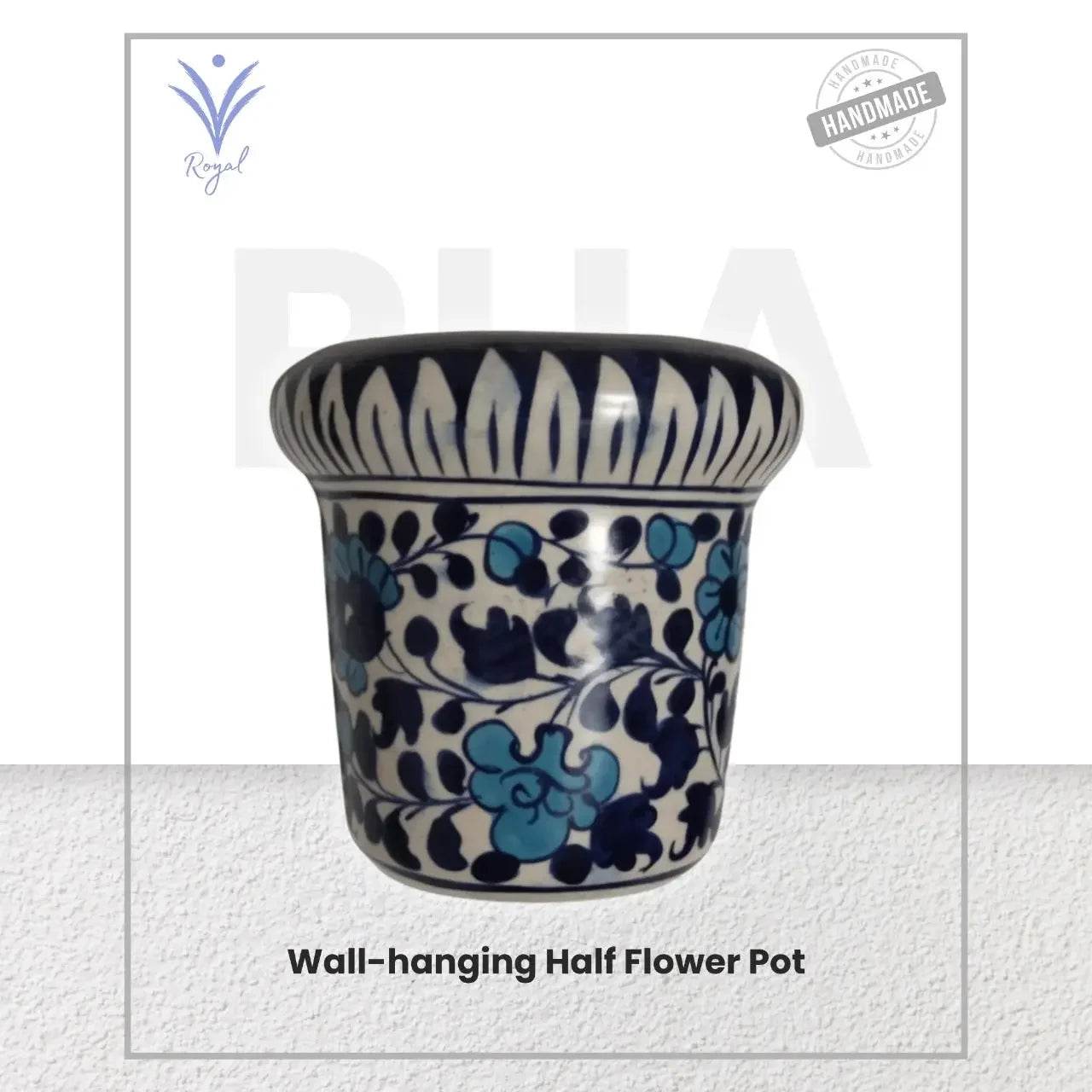Handmade Ceramic Multani Blue Pottery Wall Pot – Traditional Hanging Decorative Planter Royal Haritage Artisan
