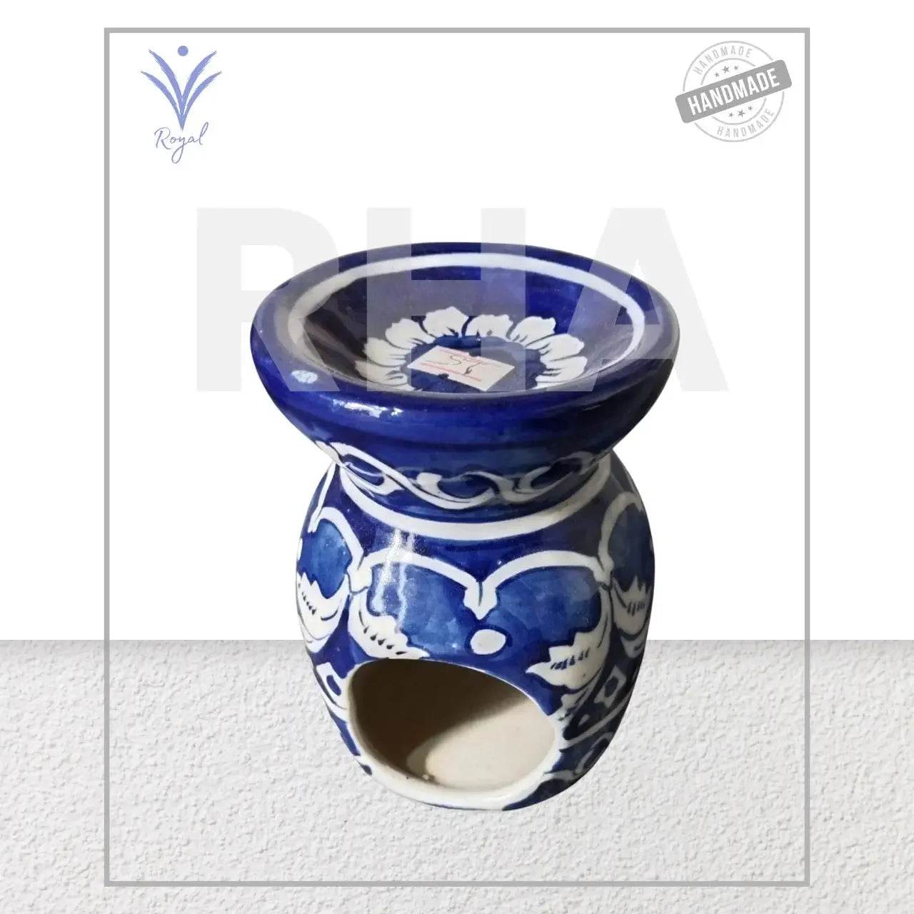 Handmade Ceramic Multani Blue Pottery Chiragh – Traditional Decorative Oil Lamp My Store