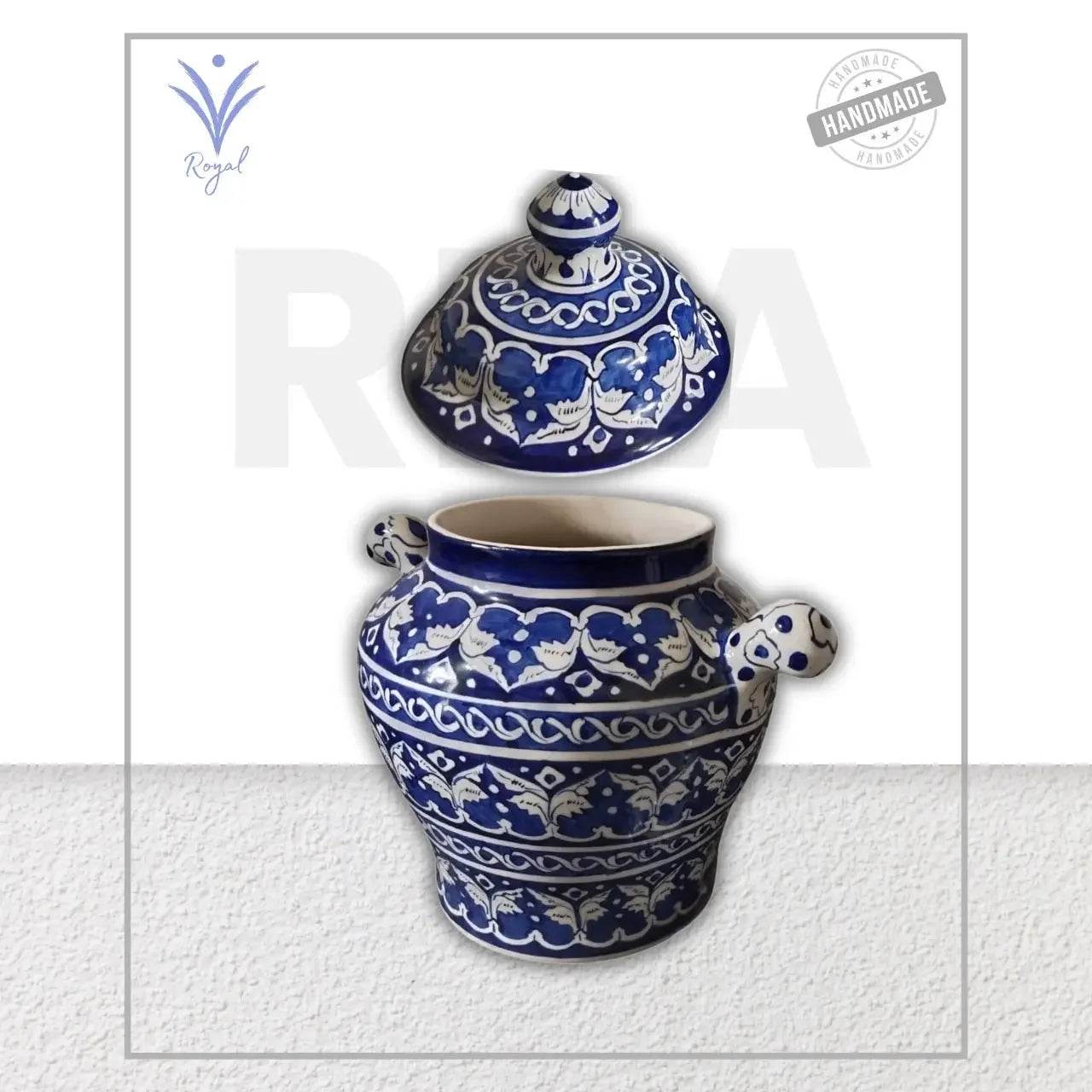 Handmade Multani Blue Pottery Chinese Jar – 14" Decorative Ceramic Vase Royal Haritage Artisan