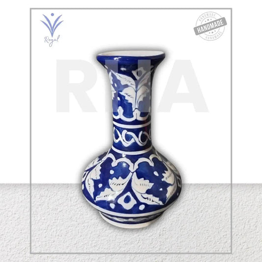 Handmade Ceramic Multani Blue Pottery Small Neck Vase – Traditional Decorative Flower Holder My Store