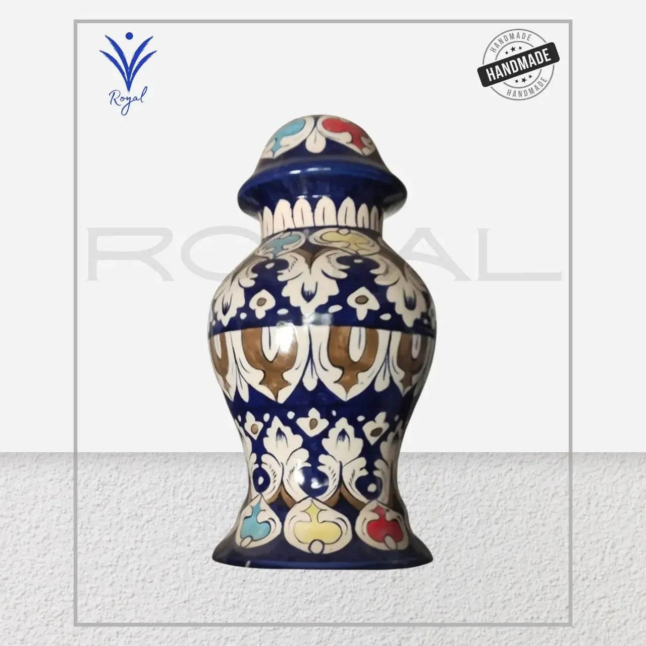 Handmade Ceramic Multani Blue Pottery Lamp – Regular Shape Decorative Table Lamp Royal Haritage Artisan