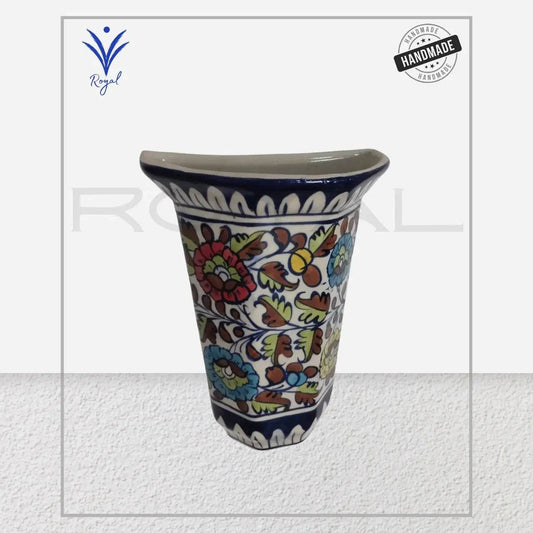 Handmade Ceramic Multani Blue Pottery Wall Pot – Decorative Hanging Planter Royal Haritage Artisan