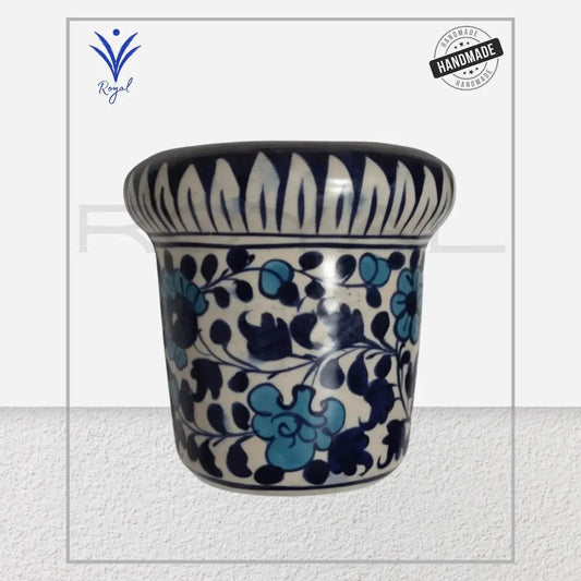Handmade Ceramic Multani Blue Pottery Basket Pot – Traditional Decorative & Utility Pot Royal Haritage Artisan