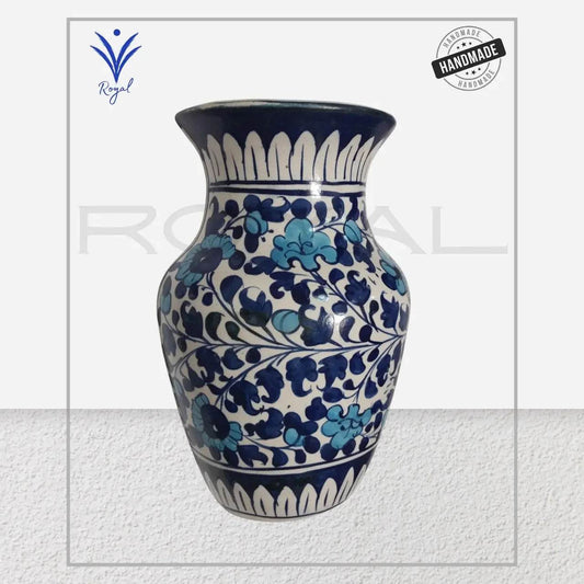 Handmade Ceramic Multani Blue Pottery Vase – Traditional Regular Shape Flower Vase Royal Haritage Artisan