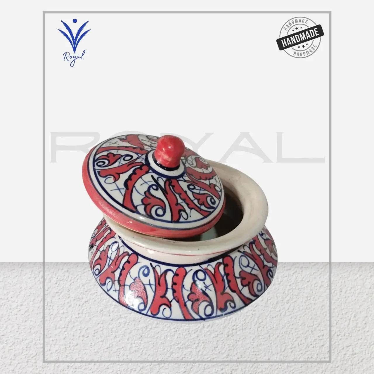Handmade Ceramic Multani Blue Pottery Small Handi – Traditional Serving & Decorative Pot Royal Haritage Artisan