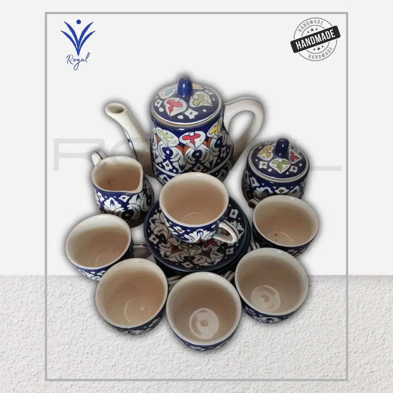 Handmade Ceramic Multani Blue Pottery Tea Set – Traditional Hand-Painted Serving Set Royal Haritage Artisan