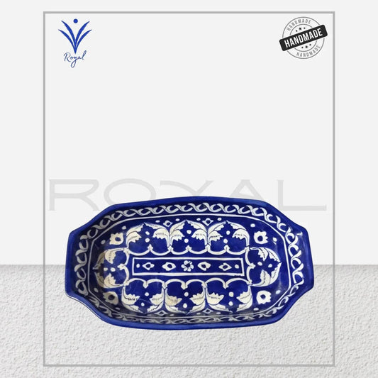 Handmade Ceramic Multani Blue Pottery Biscuit Dish – Traditional Serving Plate Royal Haritage Artisan